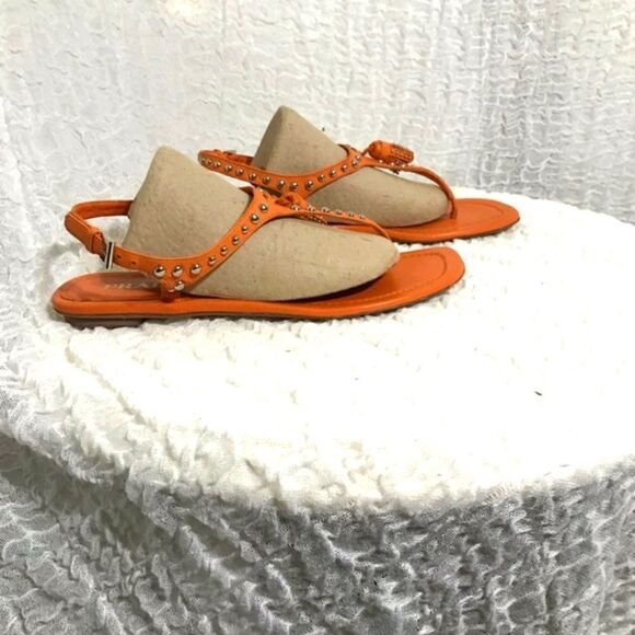 Prada Stud Tassel Orange Leather Sandals Size 38 - Picture 3 of 9
